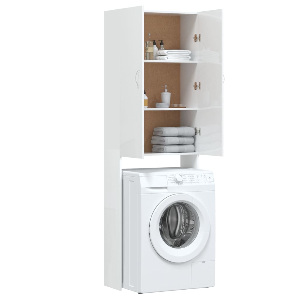 Meuble lave-linge blanc brillant 64x25,5x190 cm