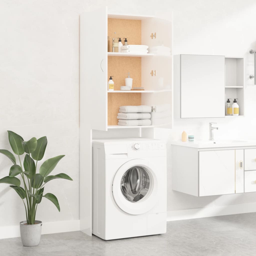 Meuble lave-linge blanc brillant 64x25,5x190 cm