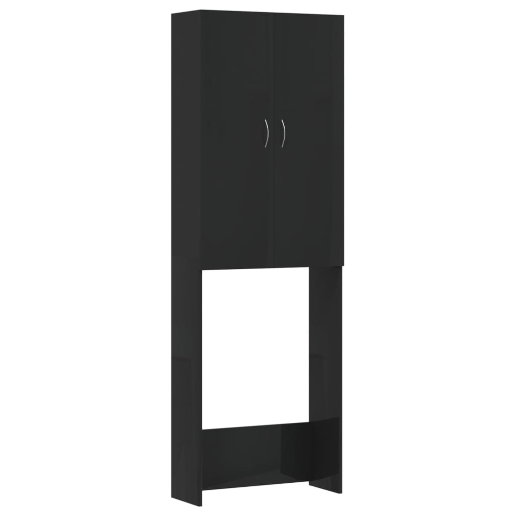 Waschmaschinenschrank Hochglanz-Schwarz 64x25,5x190 cm