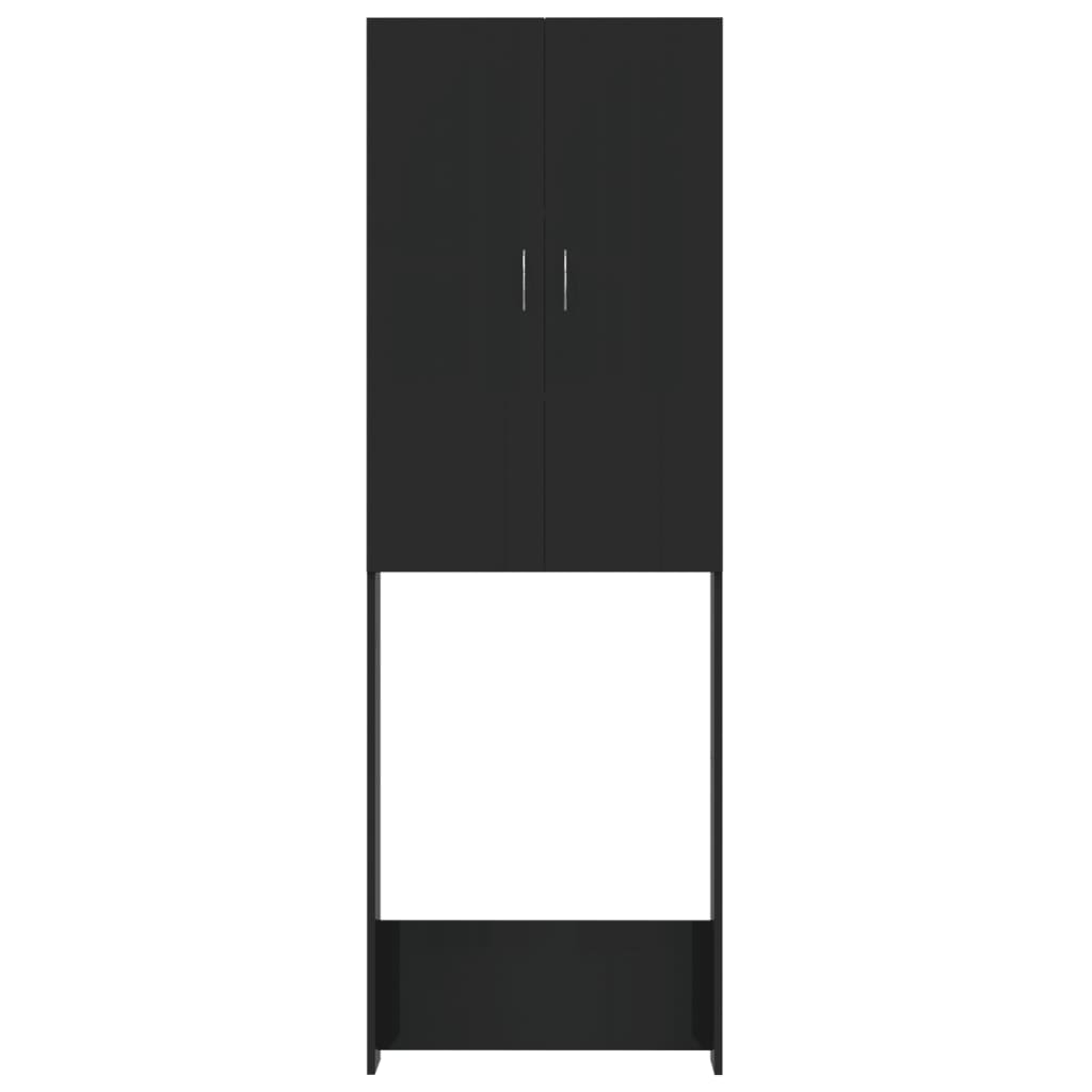 Waschmaschinenschrank Hochglanz-Schwarz 64x25,5x190 cm