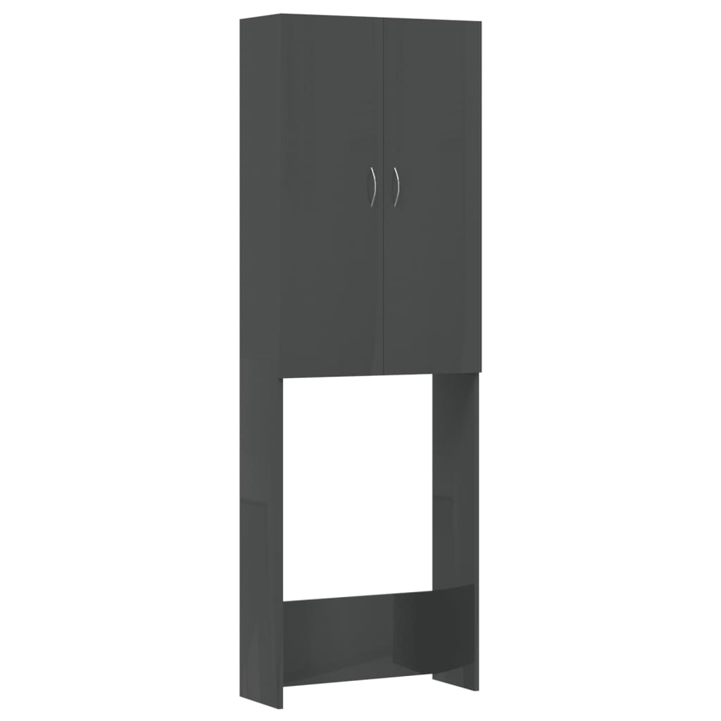 Waschmaschinenschrank Hochglanz-Grau 64x25,5x190 cm