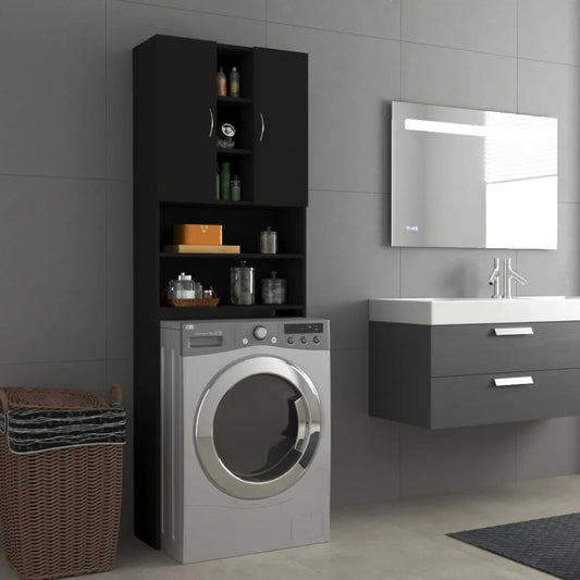 Meuble lave-linge noir 64x25,5x190 cm