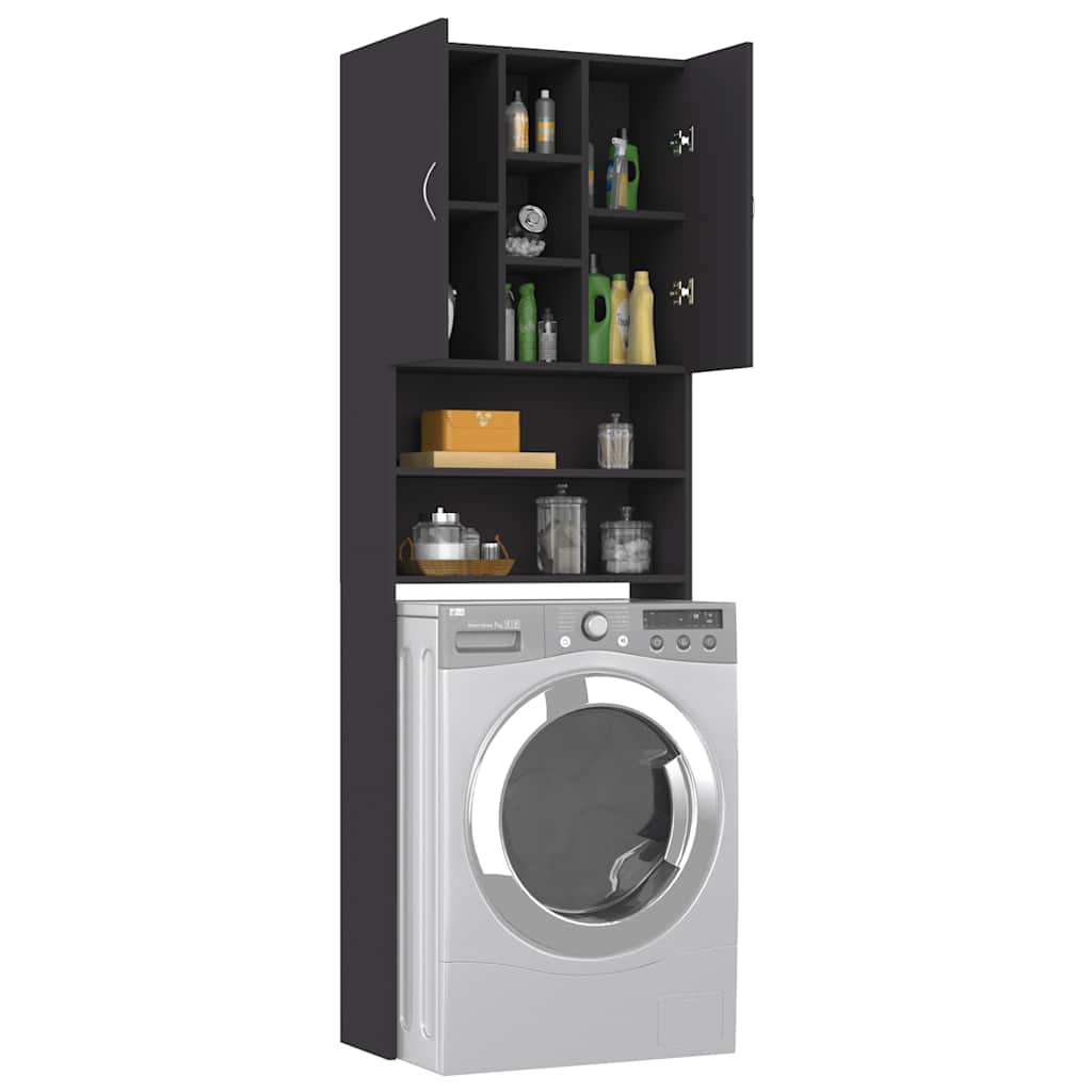 Waschmaschinenschrank Grau 64x25,5x190 cm