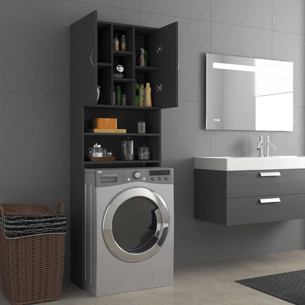 Waschmaschinenschrank Grau 64x25,5x190 cm