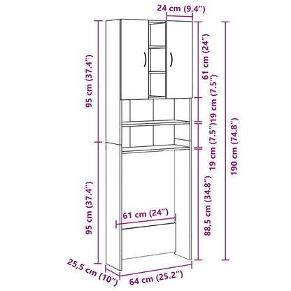 Waschmaschinenschrank Sonoma-Eiche 64x25,5x190 cm