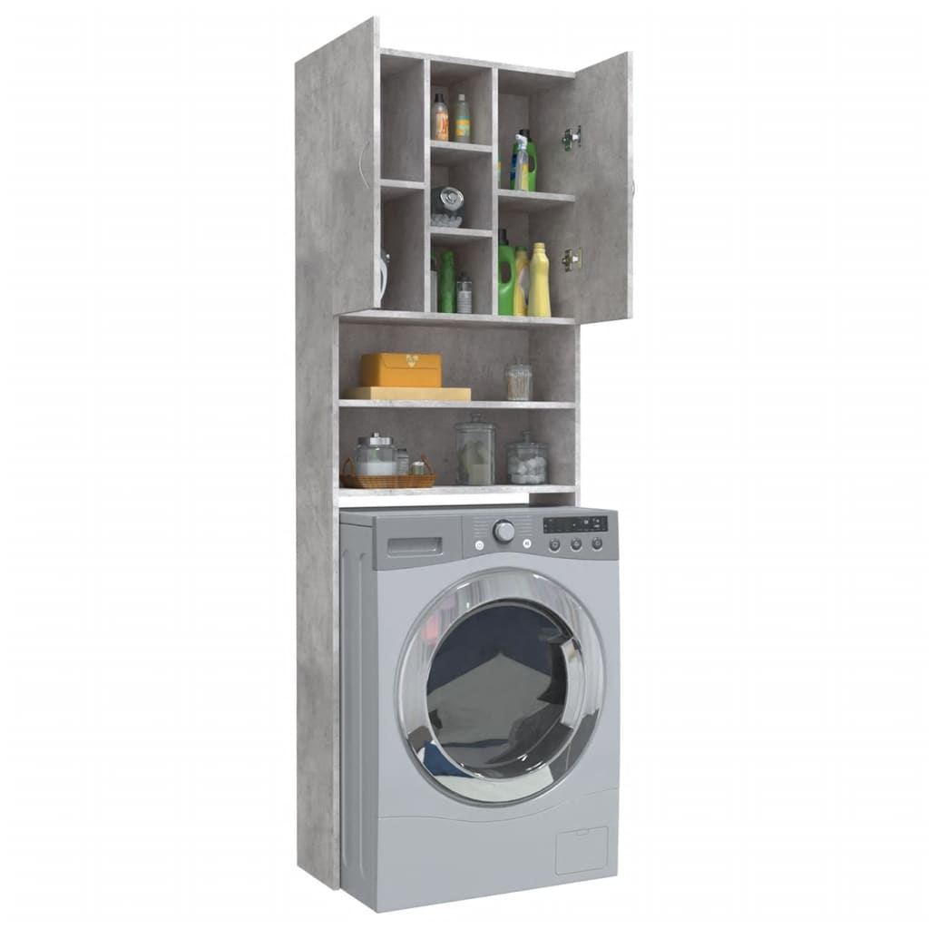 Meuble lave-linge béton gris 64x25,5x190 cm