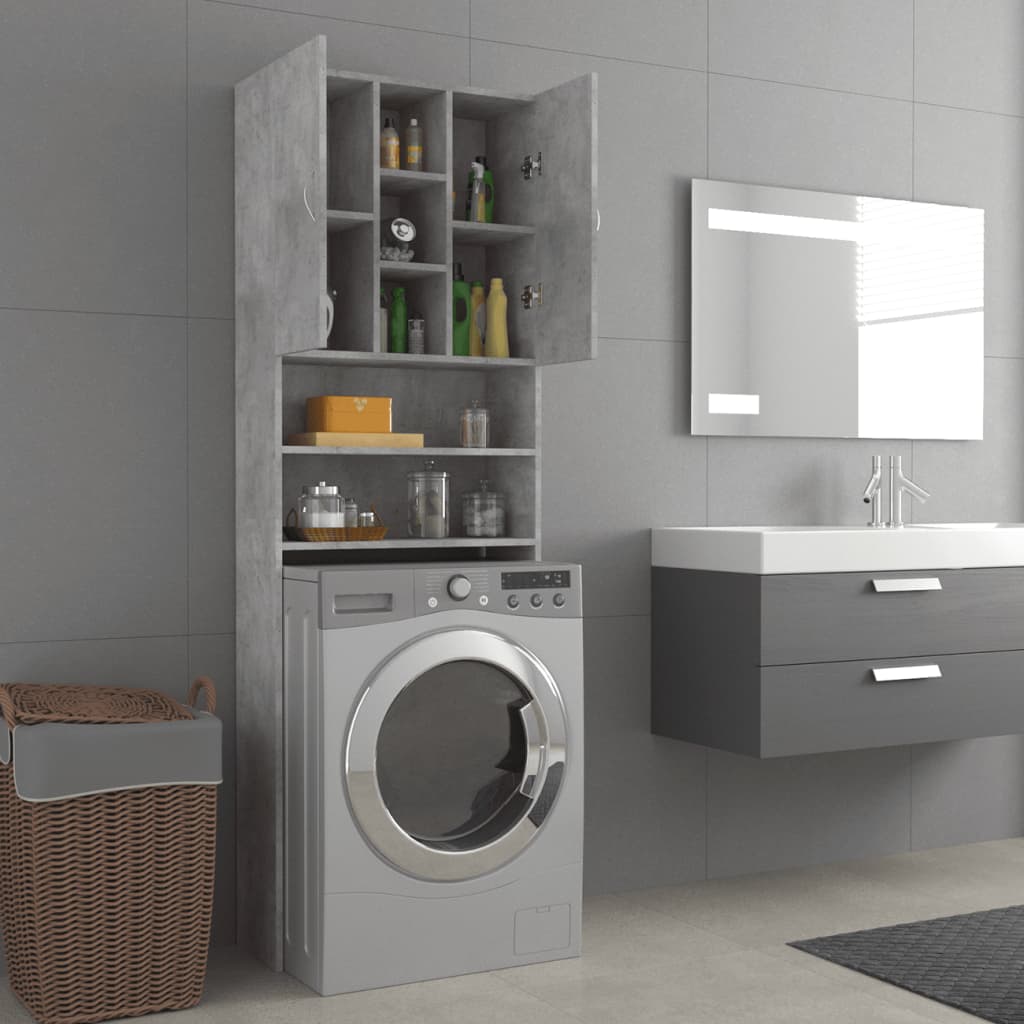 Meuble lave-linge béton gris 64x25,5x190 cm