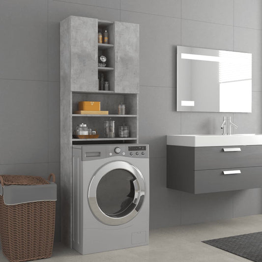 Meuble lave-linge béton gris 64x25,5x190 cm