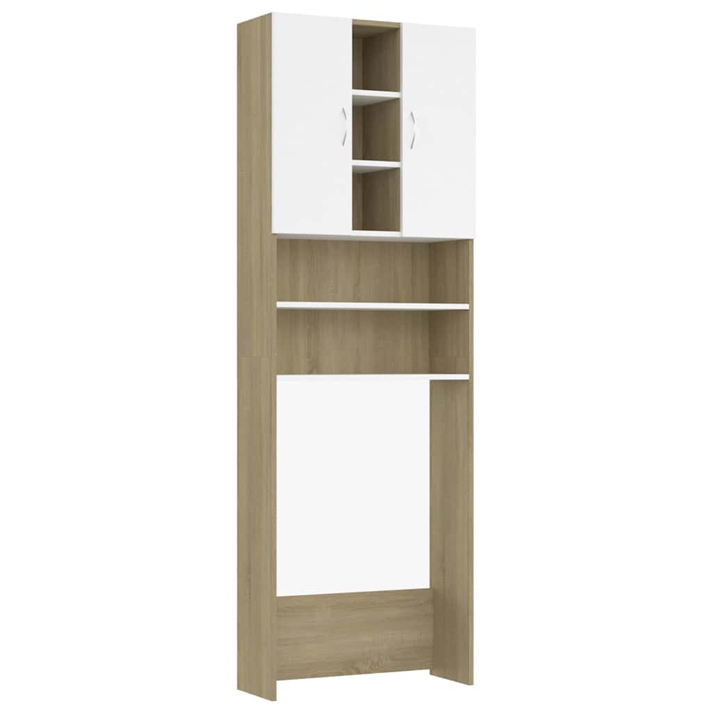 Waschmaschinenschrank Weiß Sonoma-Eiche 64x25,5x190 cm