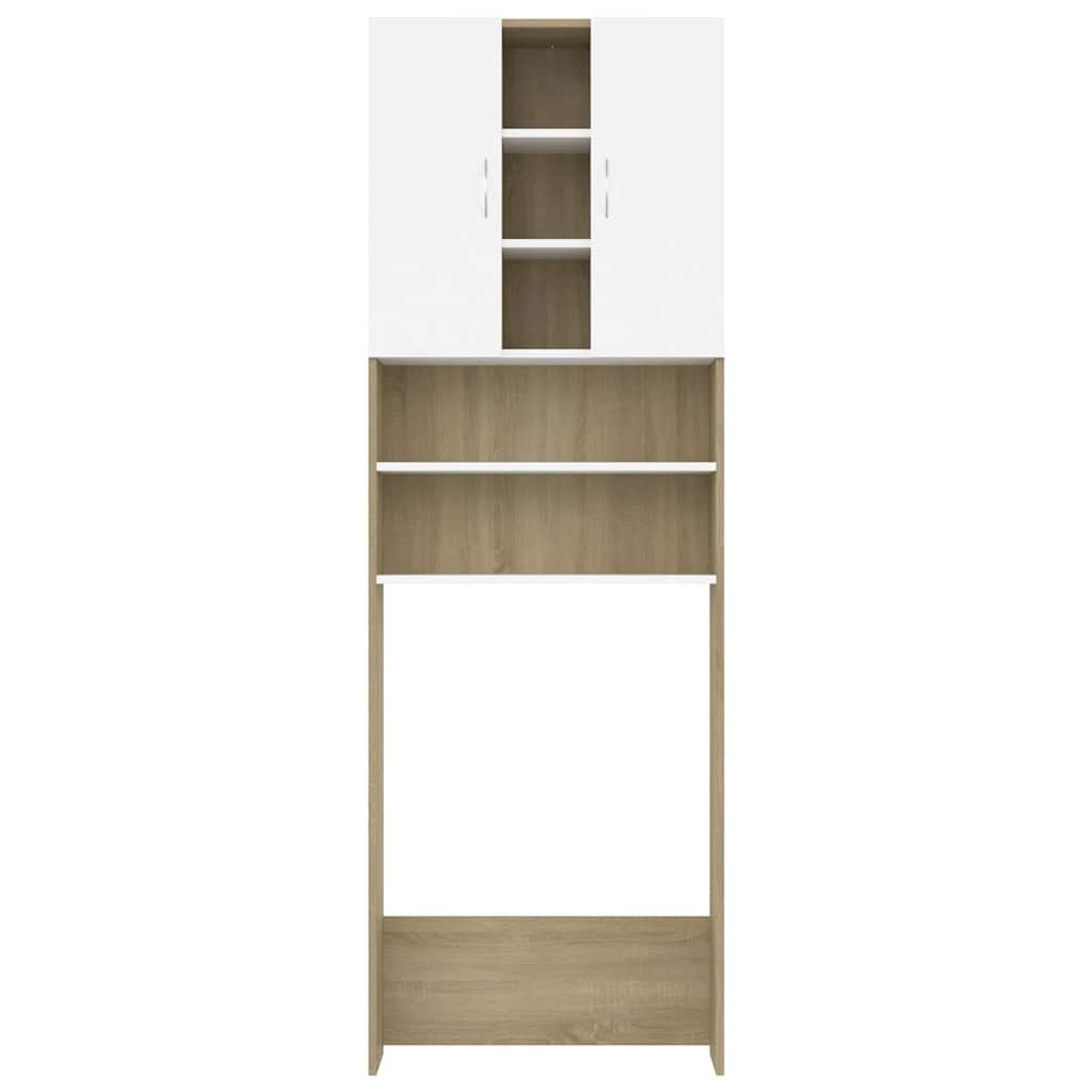Waschmaschinenschrank Weiß Sonoma-Eiche 64x25,5x190 cm