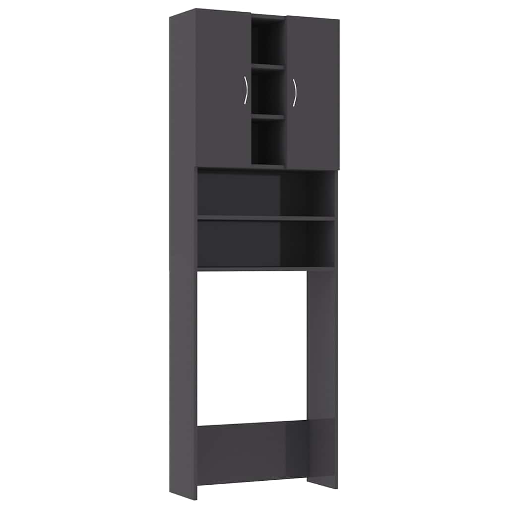 Waschmaschinenschrank Hochglanz-Grau 64x25,5x190 cm