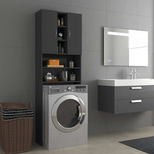 Waschmaschinenschrank Hochglanz-Grau 64x25,5x190 cm