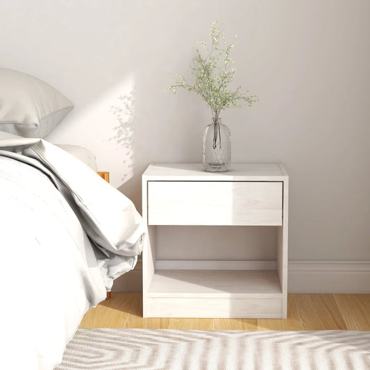 Bedside Table White 40x31x40 cm Solid Pine