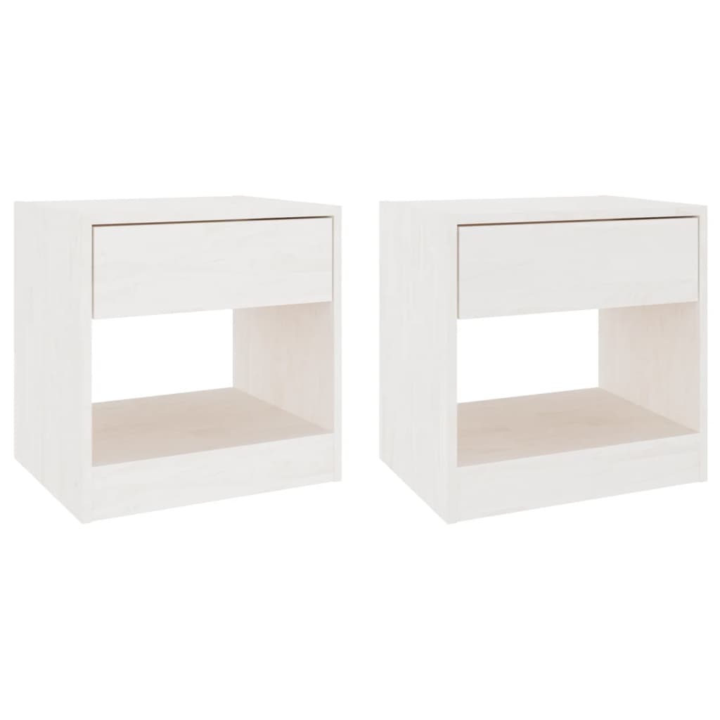 Bedside tables 2 pcs. White 40x31x40 cm solid pine wood