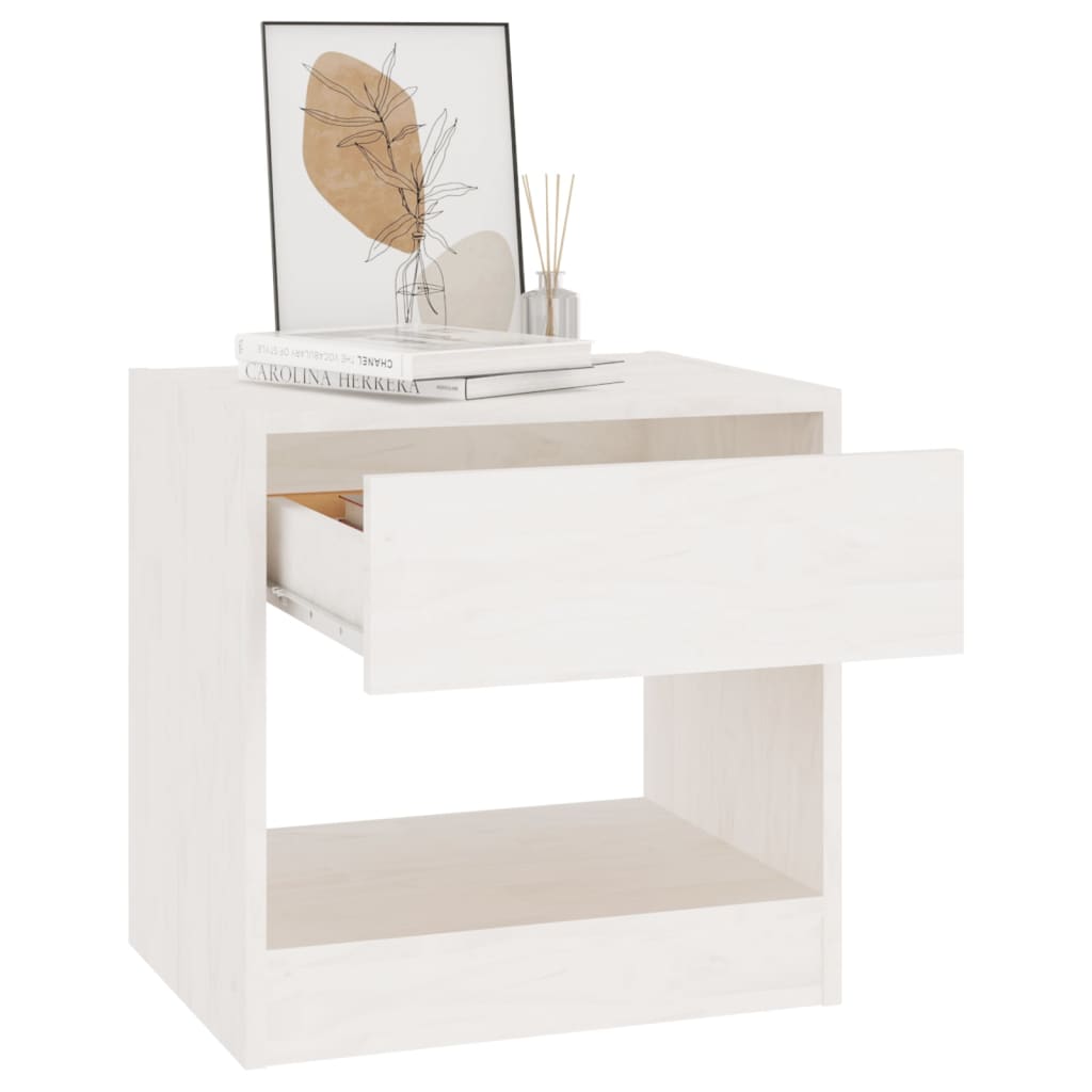 Bedside tables 2 pcs. White 40x31x40 cm solid pine wood