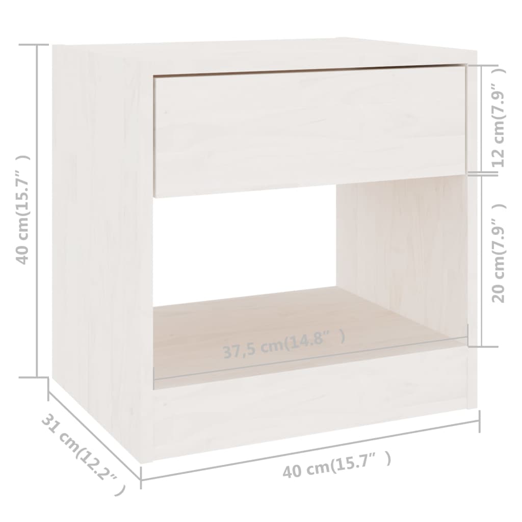 Bedside tables 2 pcs. White 40x31x40 cm solid pine wood