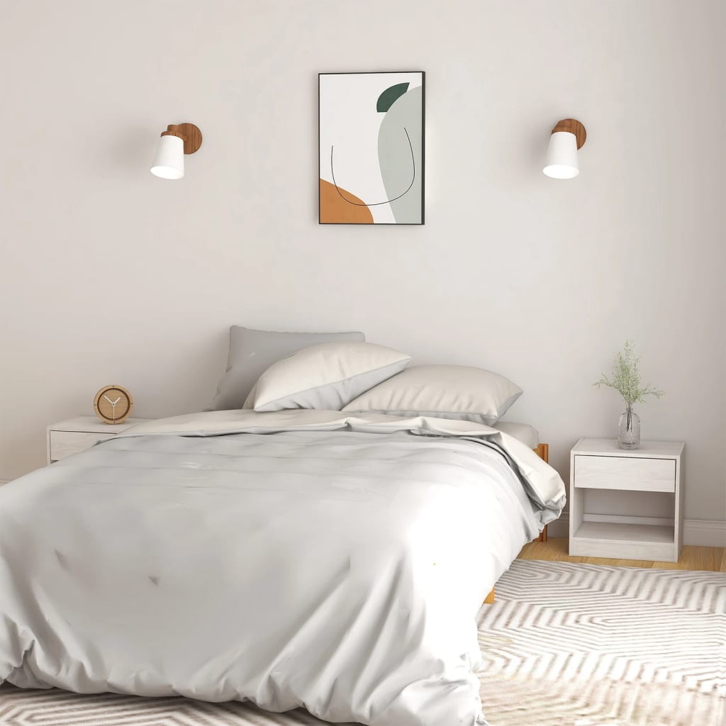 Bedside tables 2 pcs. White 40x31x40 cm solid pine wood