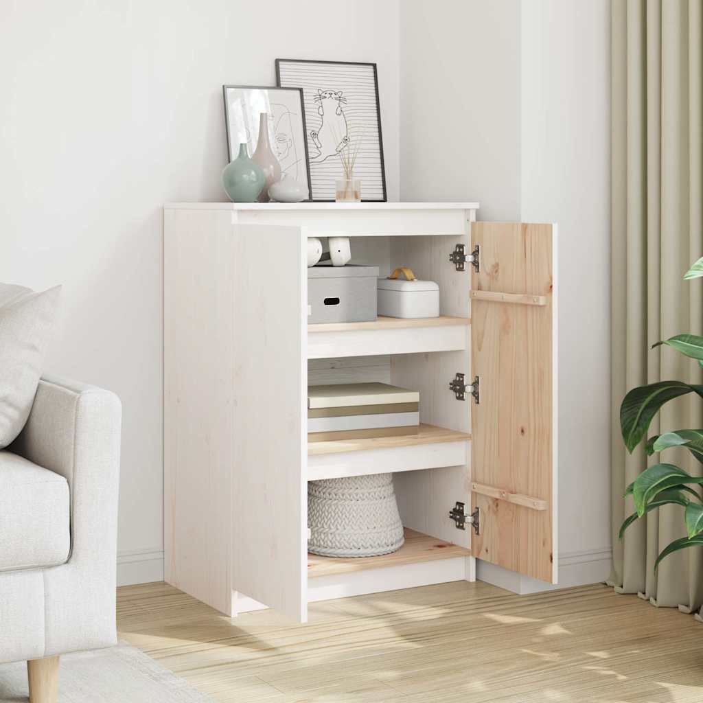 Sideboard Weiß 60x36x84 cm Massivholz Kiefer