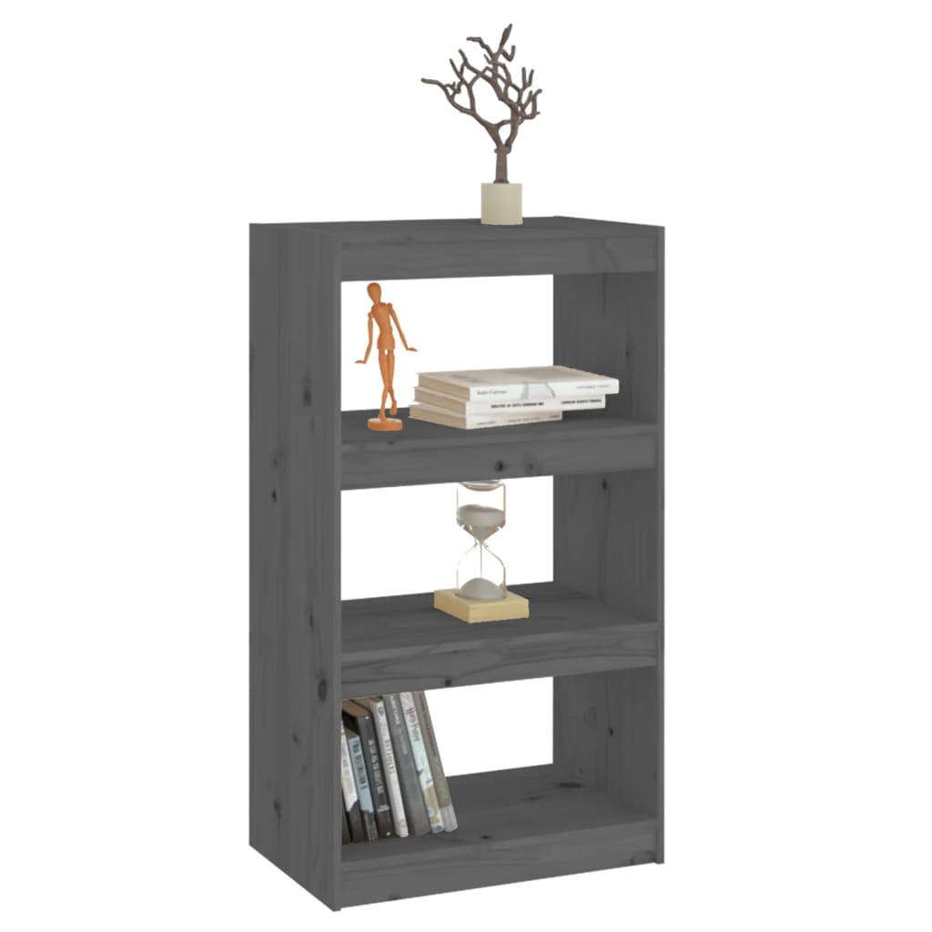Bibliothèque/séparateur de pièce gris 60x30x103,5 cm bois de pin massif