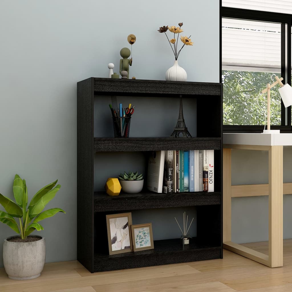 Bookshelf/Room Divider Black 100x30x103 cm Solid Pine Wood