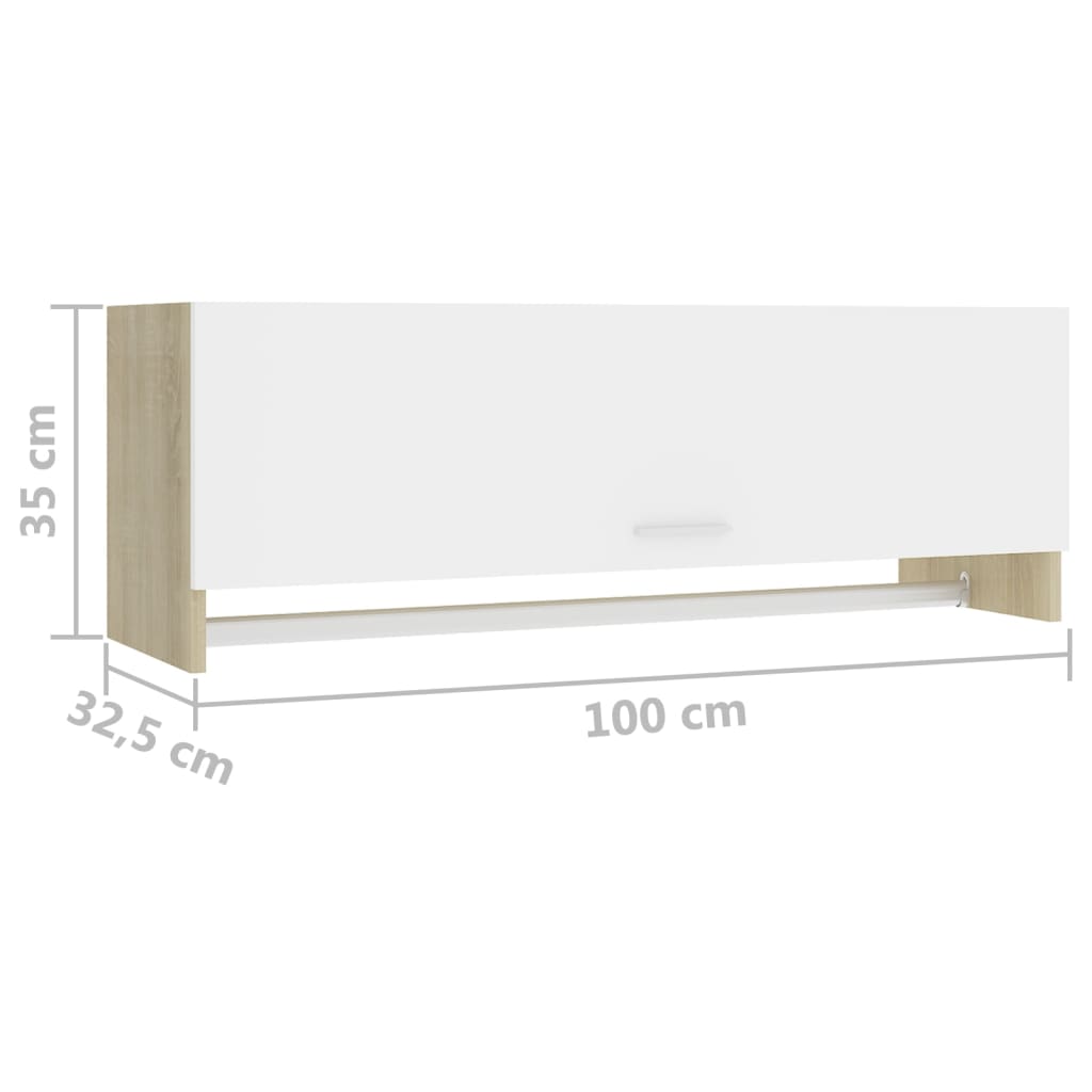 Kleiderschrank Weiß Sonoma-Eiche 100x32,5x35 cm Holzwerkstoff