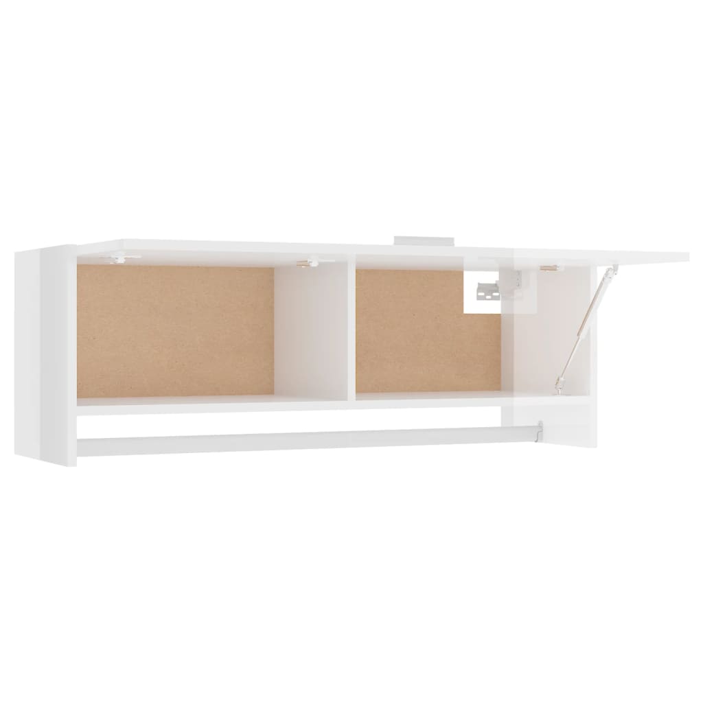 Armoire blanc brillant 100x32,5x35 cm en bois