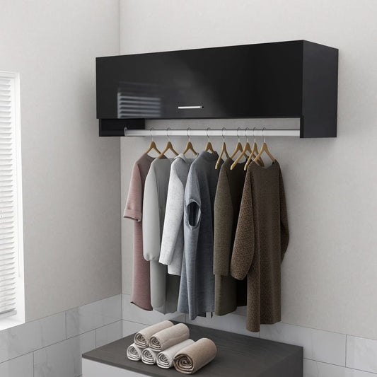 Kleiderschrank Hochglanz-Schwarz 100x32,5x35 cm Holzwerkstoff