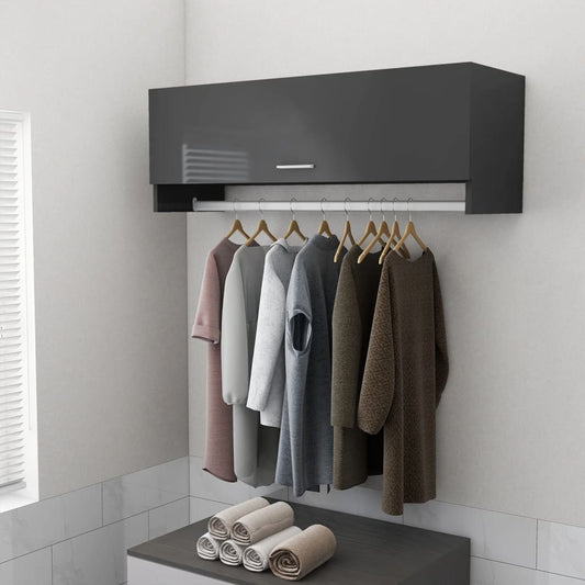 Kleiderschrank Hochglanz-Grau 100x32,5x35 cm Holzwerkstoff