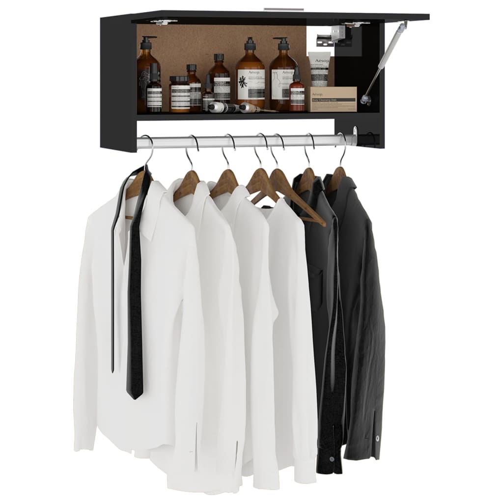 Kleiderschrank Hochglanz-Schwarz 70x32,5x35 cm Holzwerkstoff