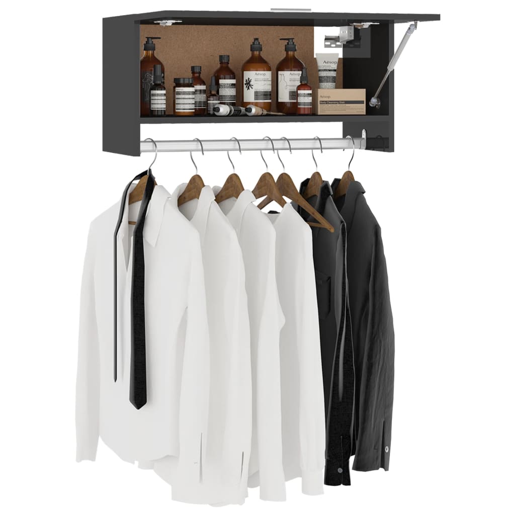 Kleiderschrank Hochglanz-Grau 70x32,5x35 cm Holzwerkstoff