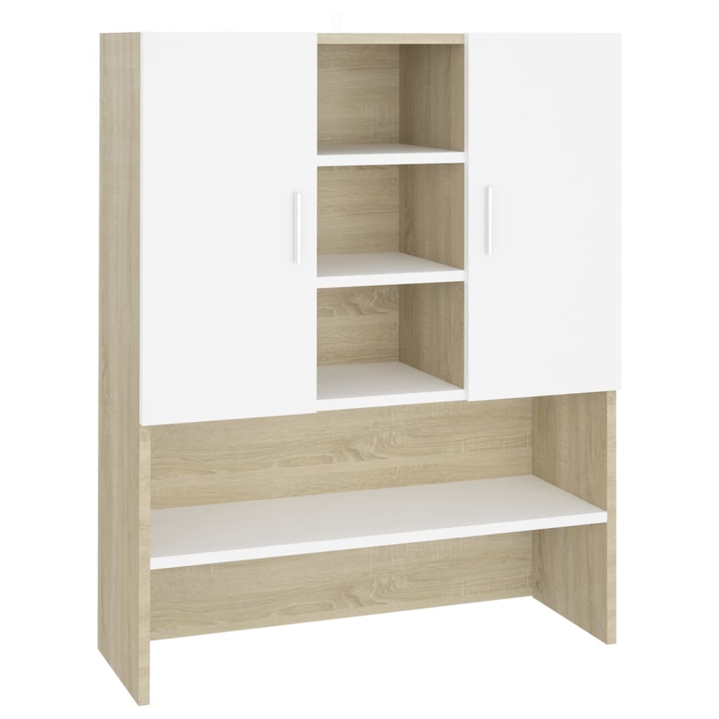 Waschmaschinenschrank Weiß Sonoma-Eiche 70,5x25,5x90 cm