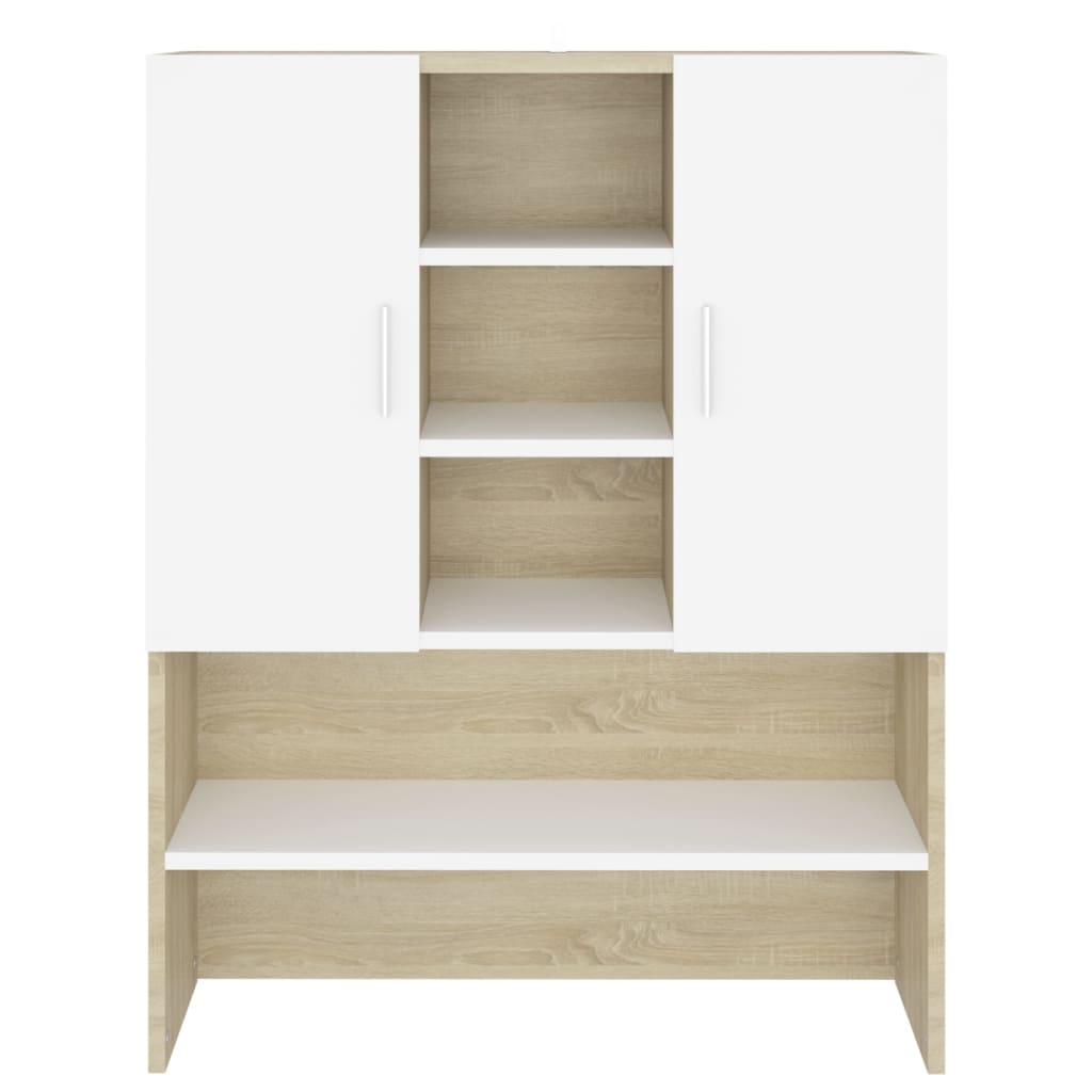 Waschmaschinenschrank Weiß Sonoma-Eiche 70,5x25,5x90 cm