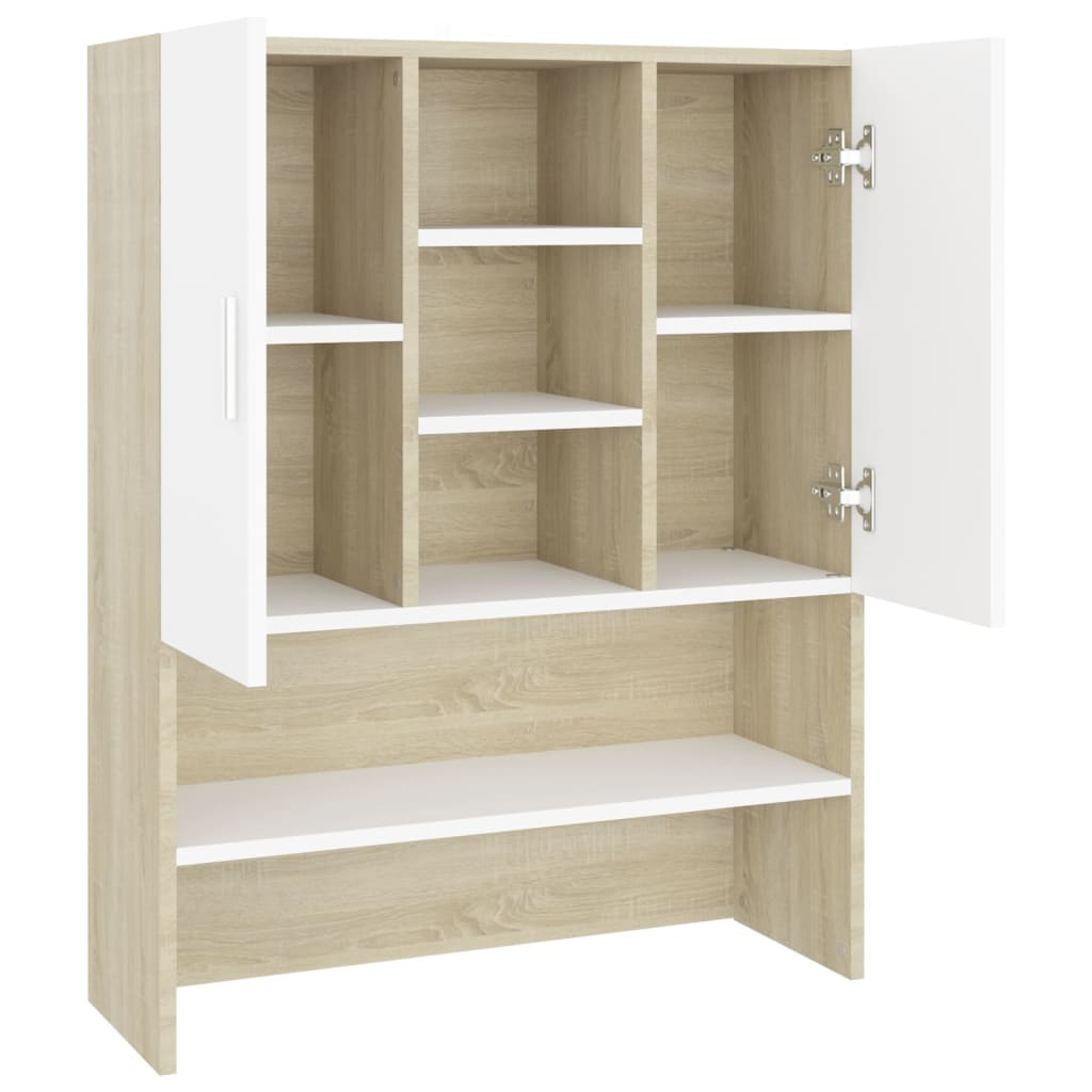 Waschmaschinenschrank Weiß Sonoma-Eiche 70,5x25,5x90 cm