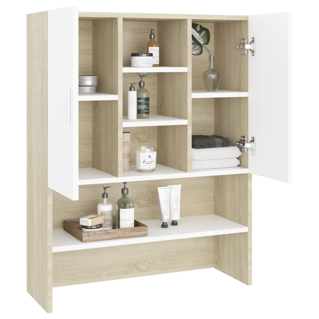 Waschmaschinenschrank Weiß Sonoma-Eiche 70,5x25,5x90 cm