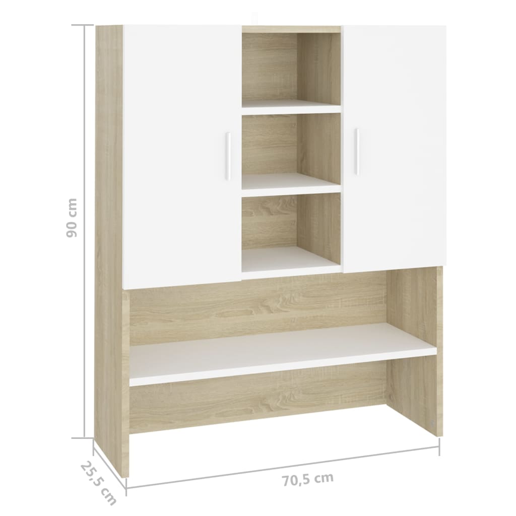 Waschmaschinenschrank Weiß Sonoma-Eiche 70,5x25,5x90 cm
