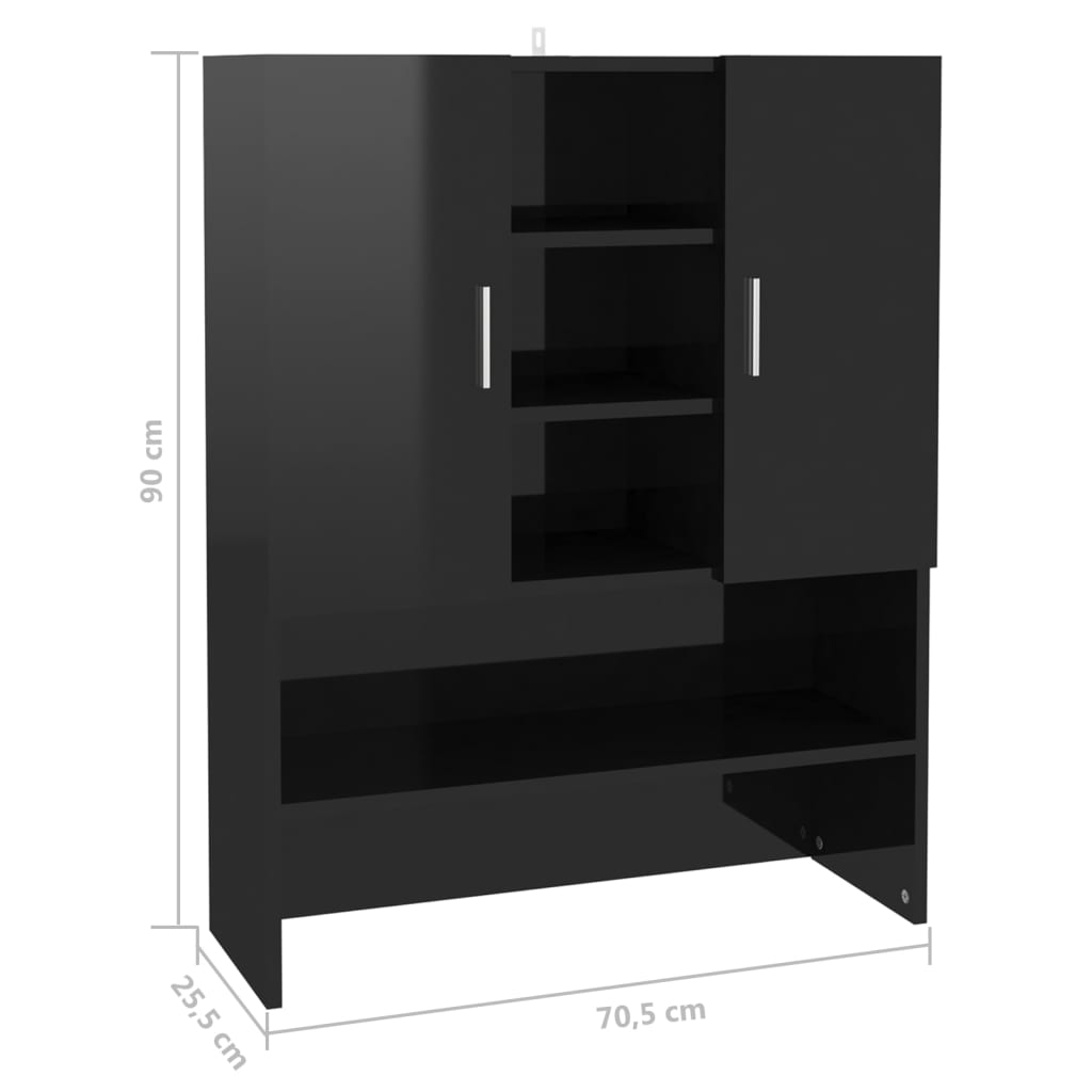 Waschmaschinenschrank Hochglanz-Schwarz 70,5x25,5x90 cm