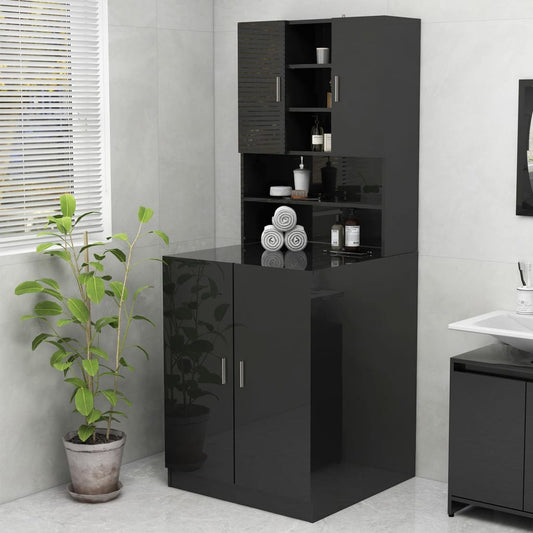 Waschmaschinenschrank Hochglanz-Schwarz 70,5x25,5x90 cm
