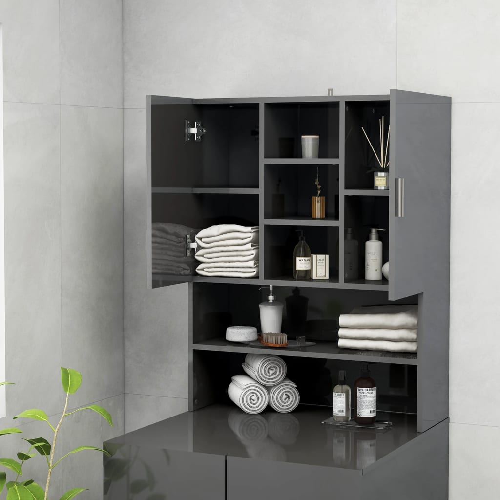 Waschmaschinenschrank Hochglanz-Grau 70,5x25,5x90 cm
