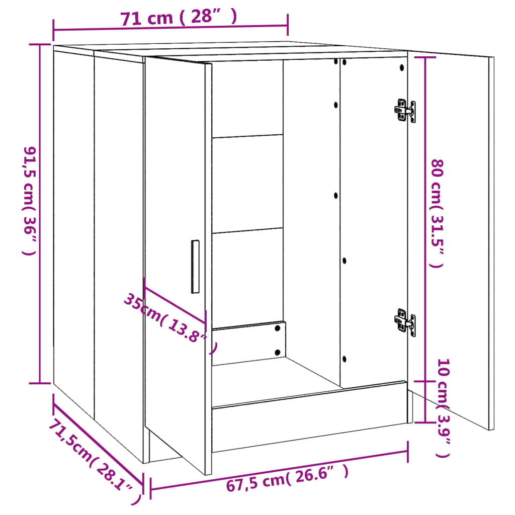 Waschmaschinenschrank Weiß 71x71,5x91,5 cm