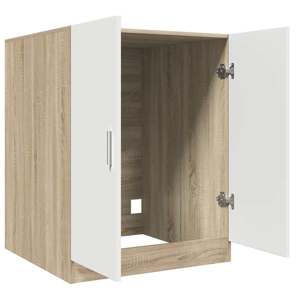 Waschmaschinenschrank Weiß und Sonoma-Eiche 71x71,5x91,5 cm