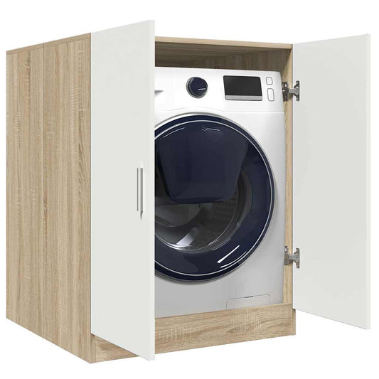 Waschmaschinenschrank Weiß und Sonoma-Eiche 71x71,5x91,5 cm