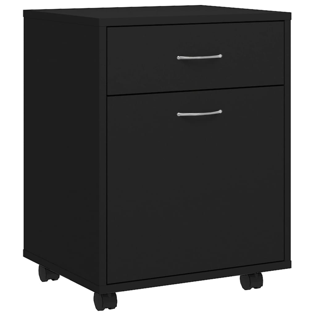 Rolling Cabinet Black 45x38x54 cm Wood Material