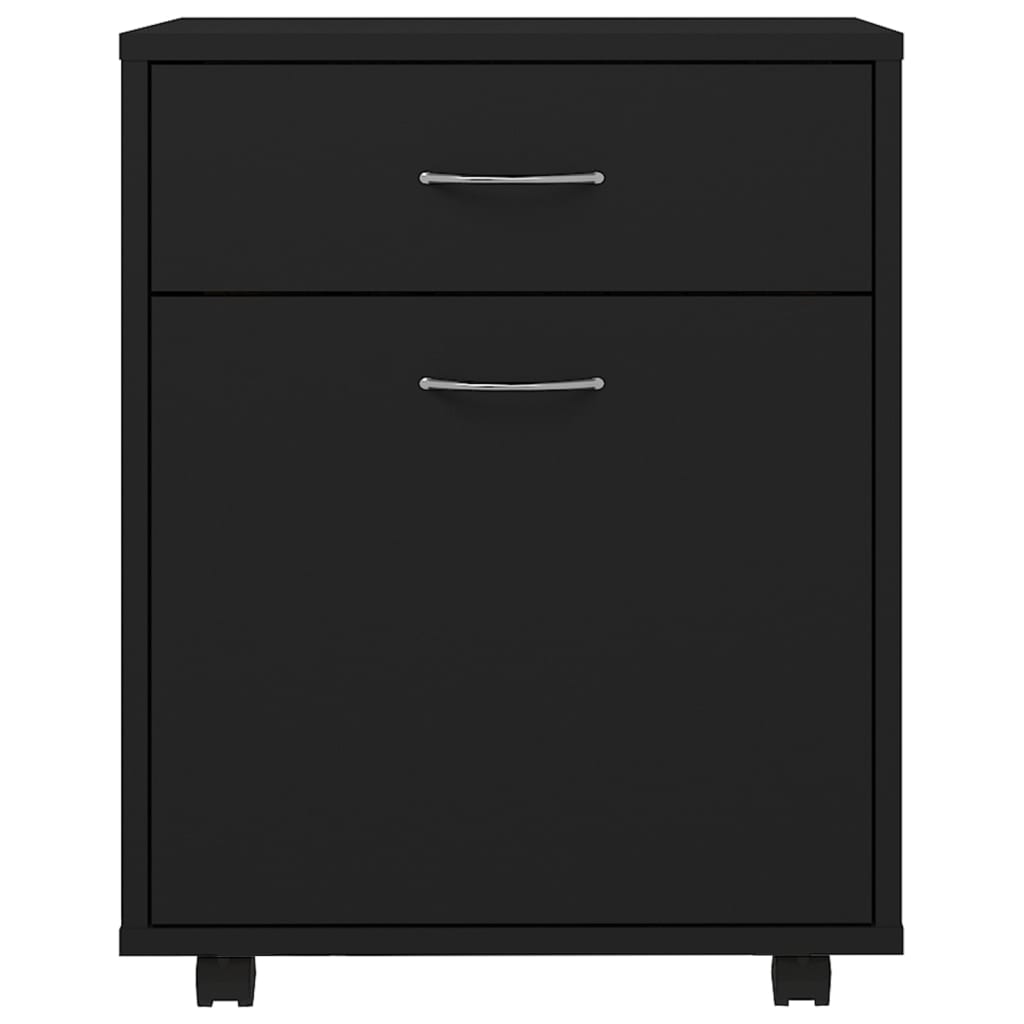 Rolling Cabinet Black 45x38x54 cm Wood Material