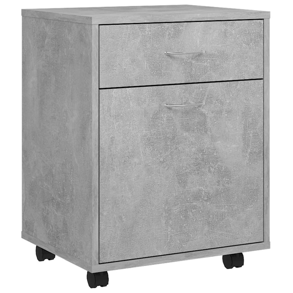 Rolling Cabinet Concrete Grey 45x38x54 cm Wood Material
