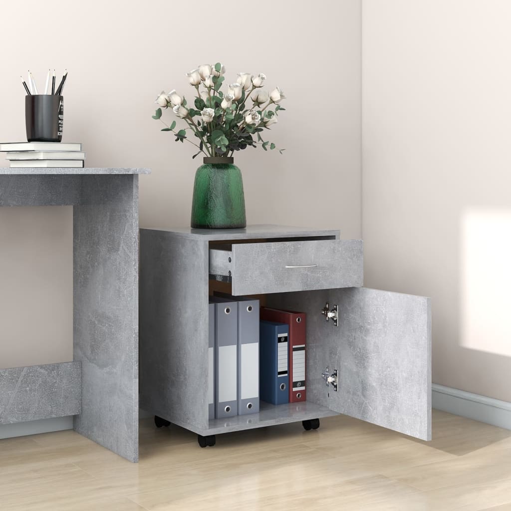 Rolling Cabinet Concrete Grey 45x38x54 cm Wood Material