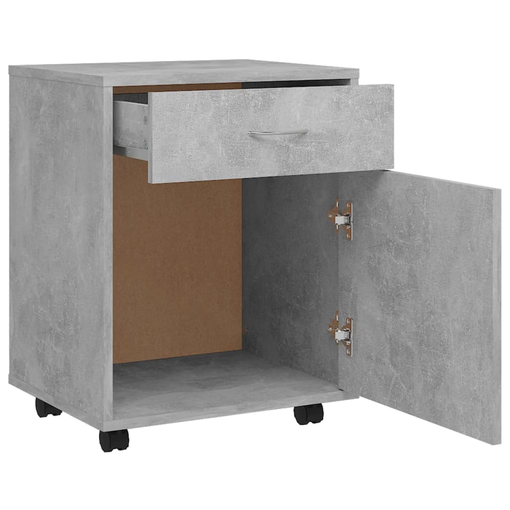Rolling Cabinet Concrete Grey 45x38x54 cm Wood Material