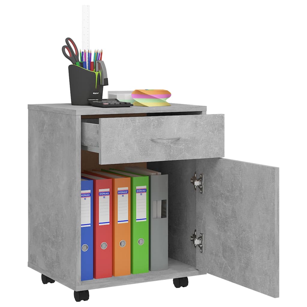 Rolling Cabinet Concrete Grey 45x38x54 cm Wood Material