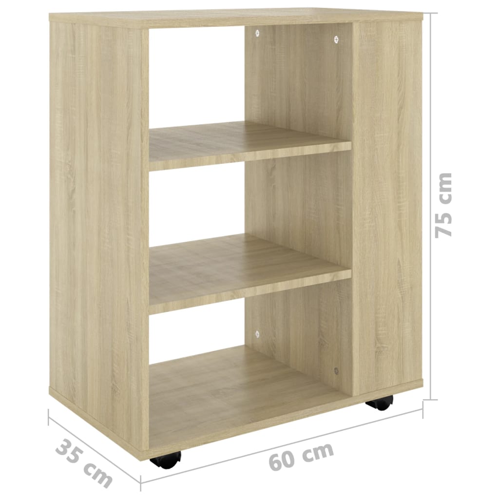 Armoire roulante chêne Sonoma 60x35x75 cm matériau bois