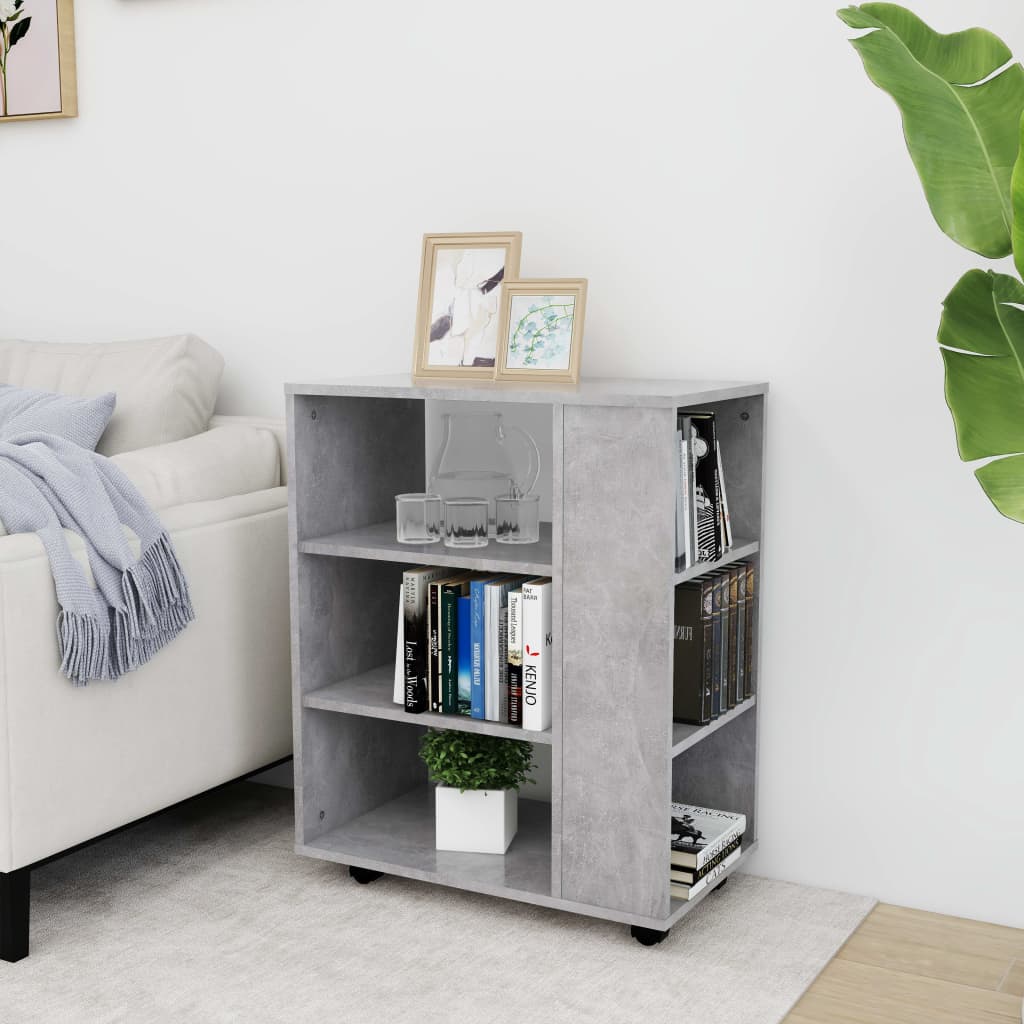 Rolling Cabinet Concrete Grey 60x35x75 cm Wood Material