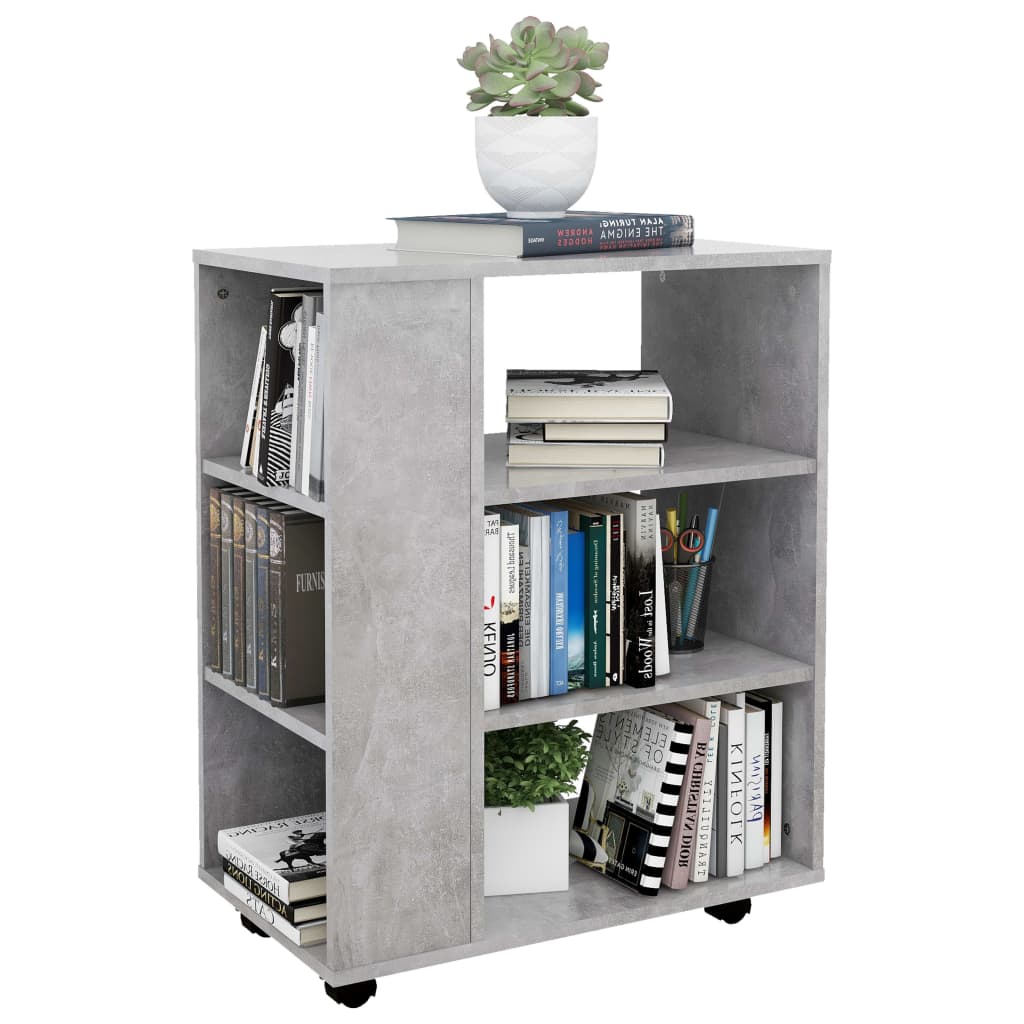 Rolling Cabinet Concrete Grey 60x35x75 cm Wood Material